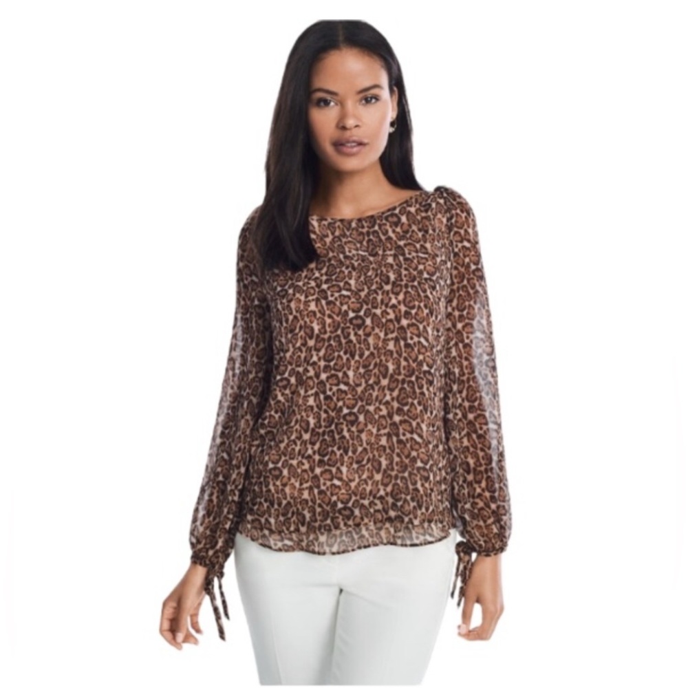 White House Black Market Leopard Print Blouse